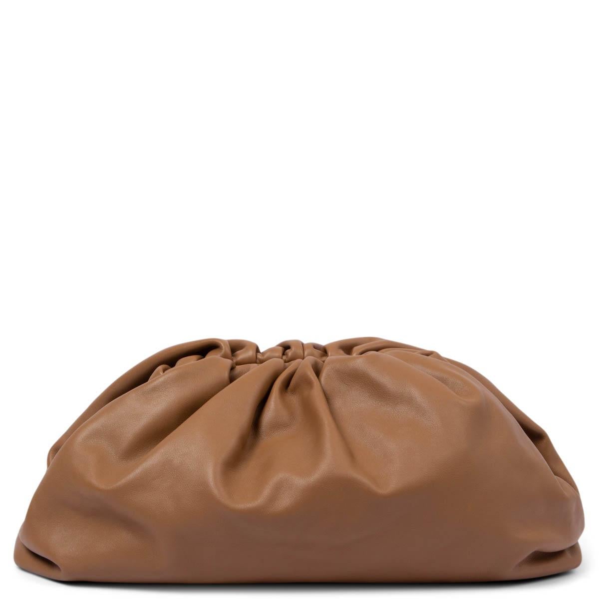 Brown BOTTEGA VENETA camel brown leather POUCH OVERSIZED Clutch Bag For Sale