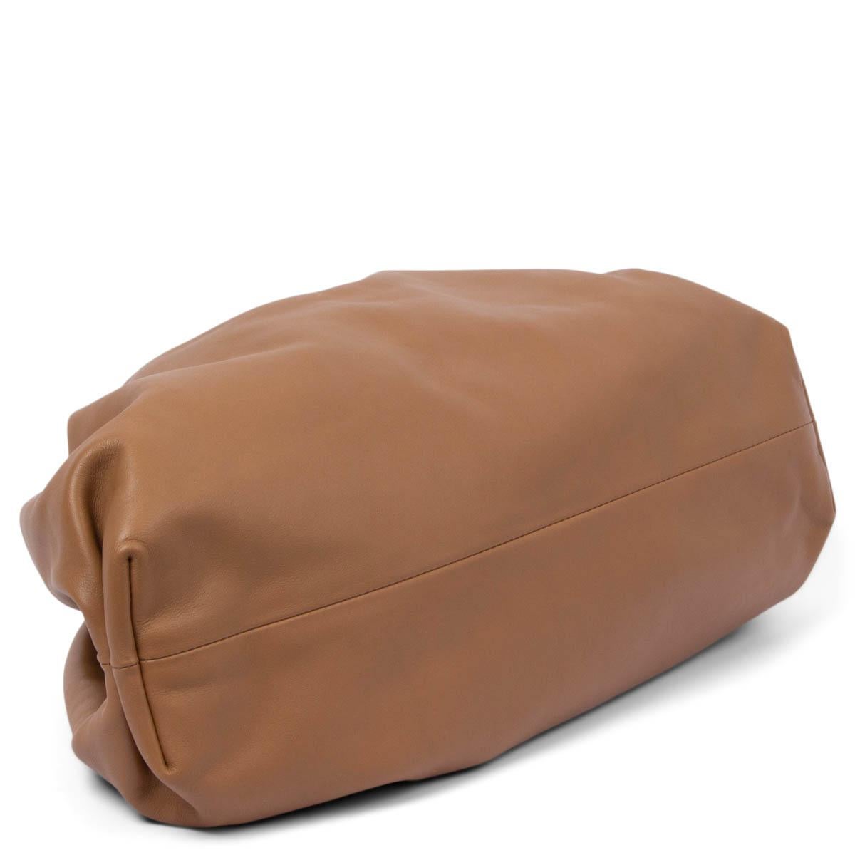 Women's BOTTEGA VENETA camel brown leather POUCH OVERSIZED Clutch Bag For Sale
