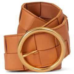 BOTTEGA VENETA piel camel Cinturón MAXI INTRECCIATO 75