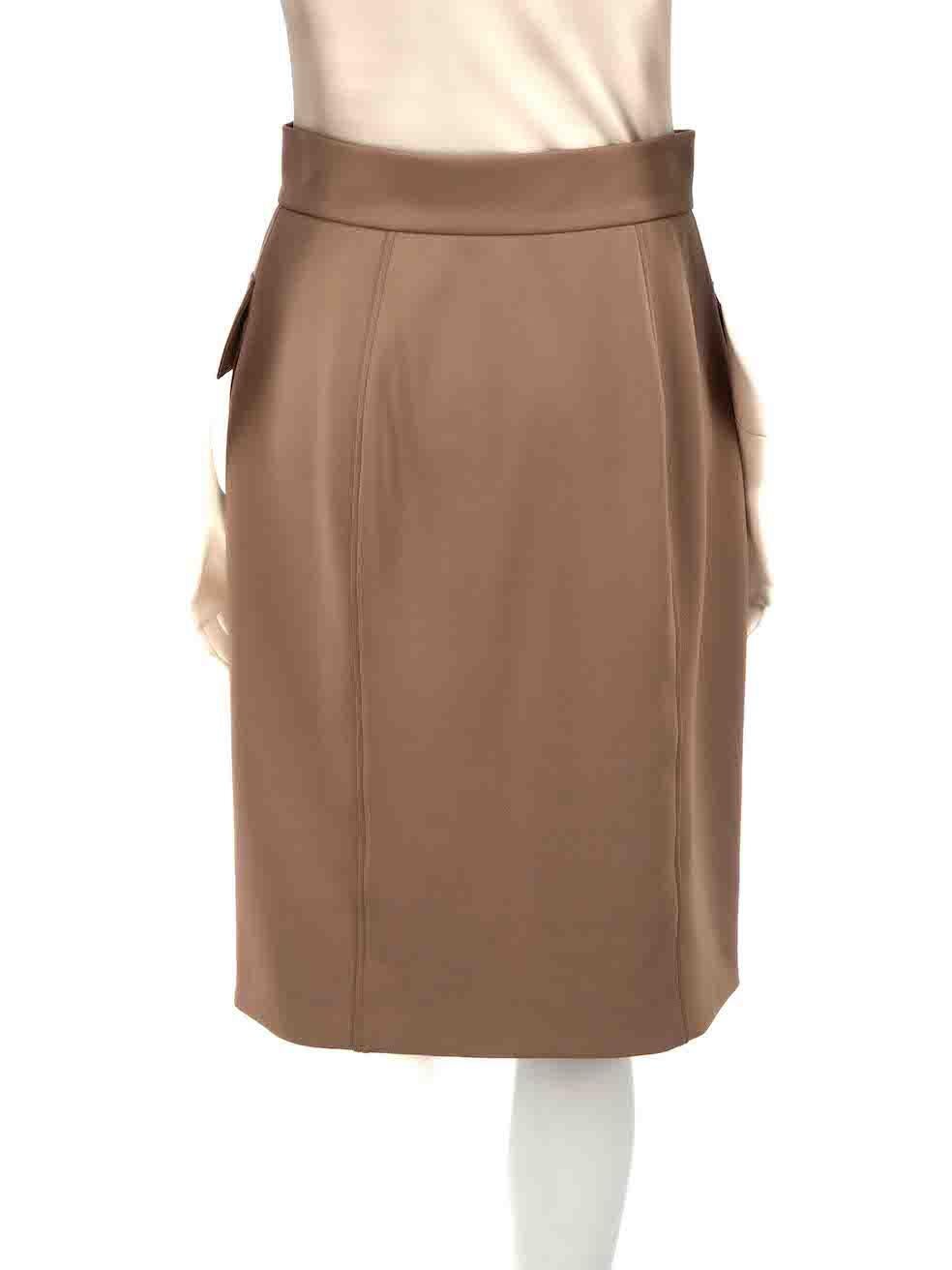 Bottega Veneta Camel Pocket Detail Midi Skirt Size M In Good Condition For Sale In London, GB