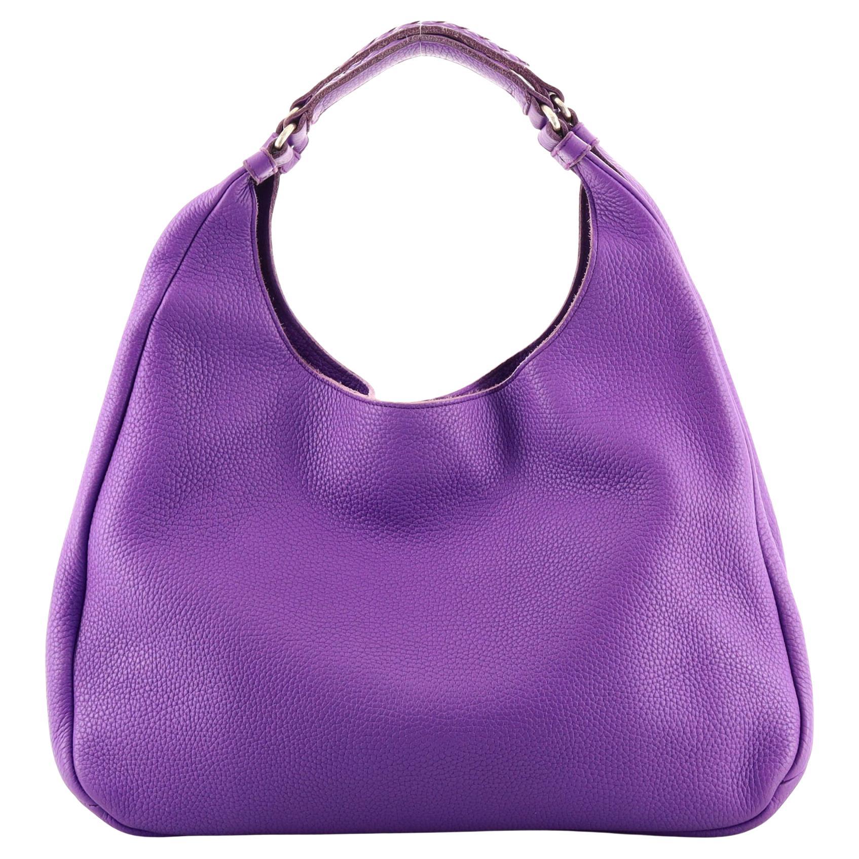 Bottega Purple Intrecciato Leather Flap Shoulder Bag For Sale at