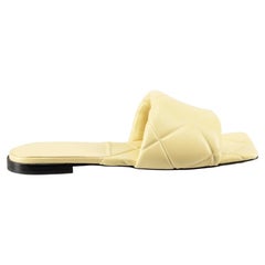 Bottega Veneta Canary Yellow Quilted Flat Sandals Size IT 39