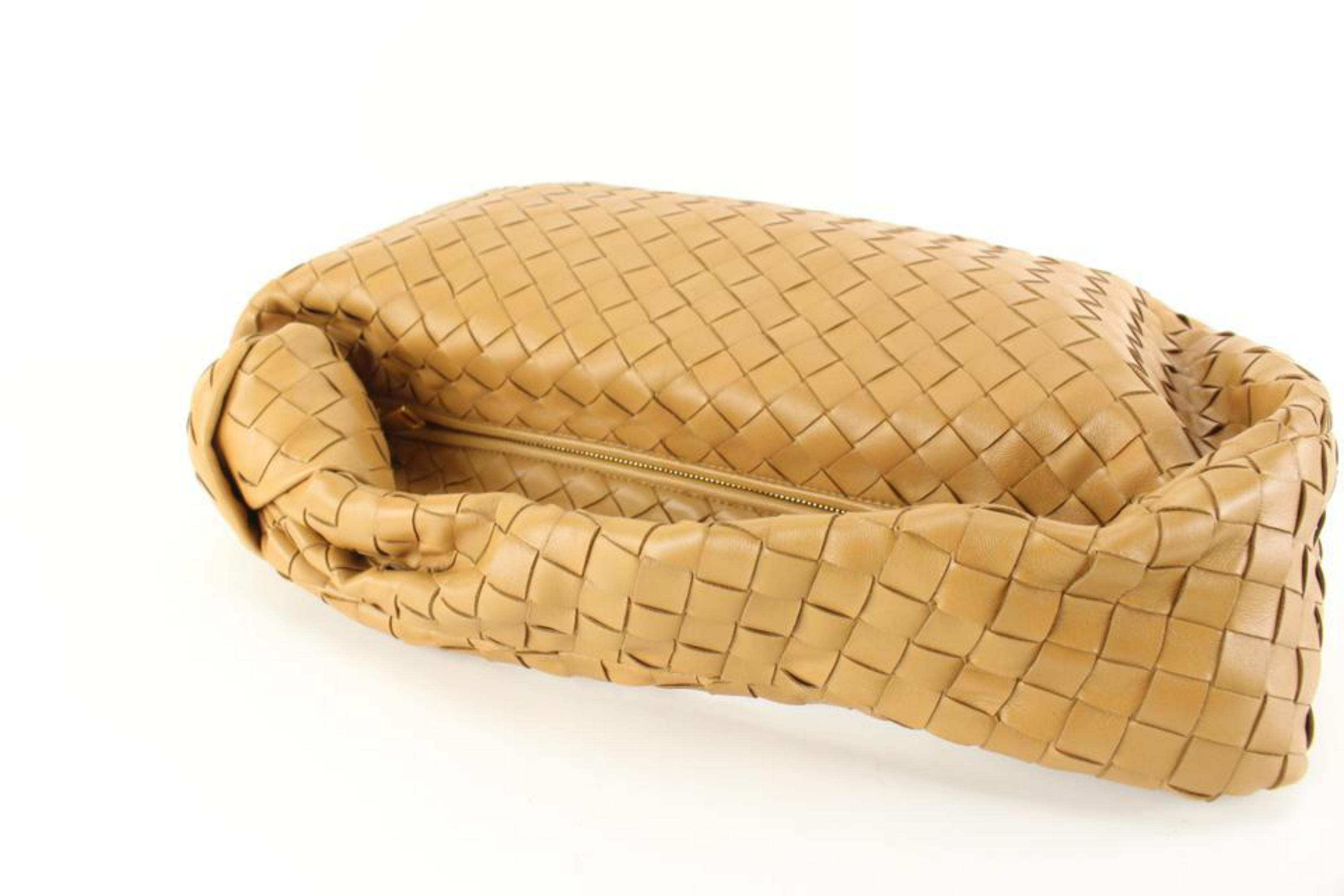 Women's Bottega Veneta Caramel Brown Intrecciato Nappa BV Jodie Hobo Maxi 49bv725s