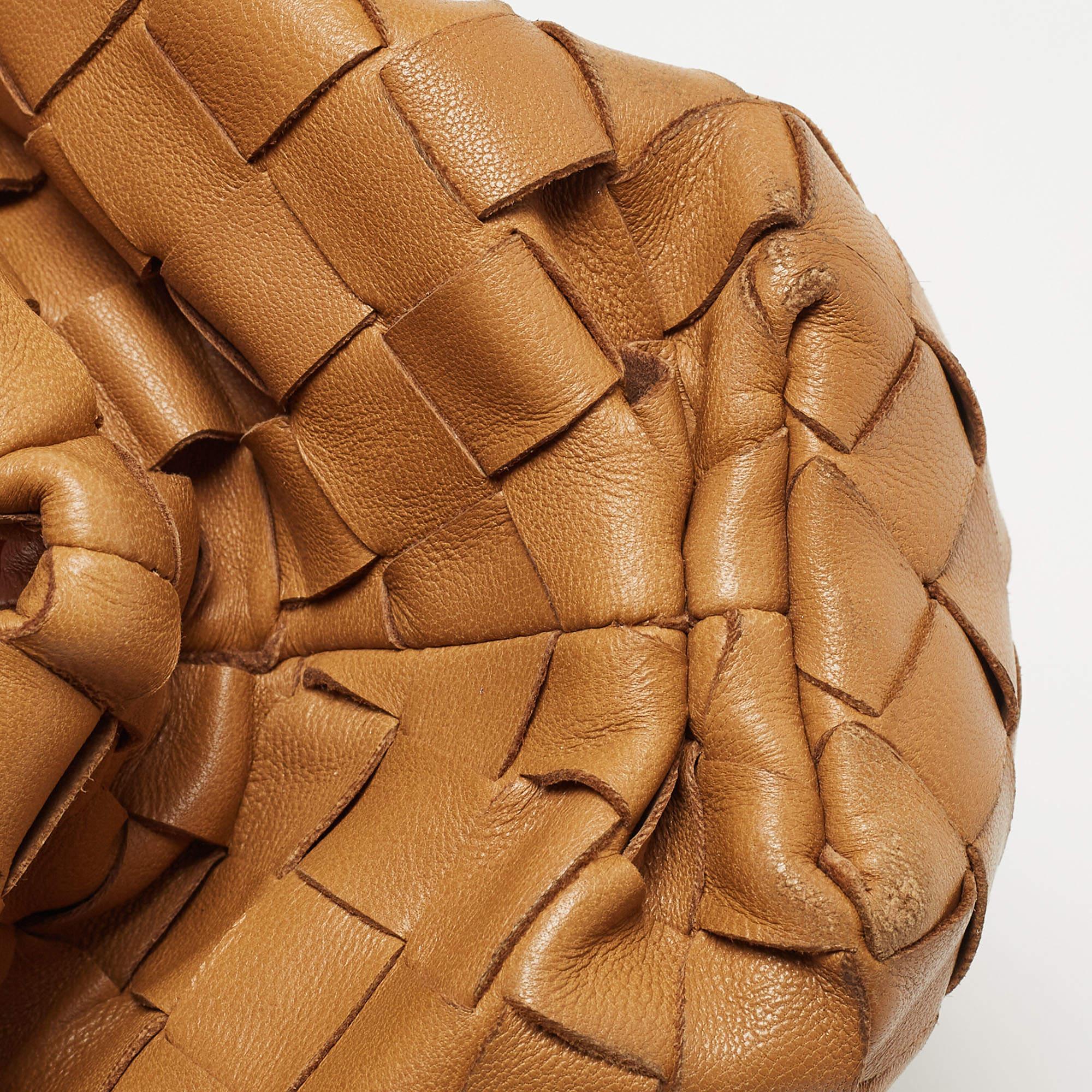 Women's Bottega Veneta Caramel Intrecciato Leather Mini The Pouch Bag