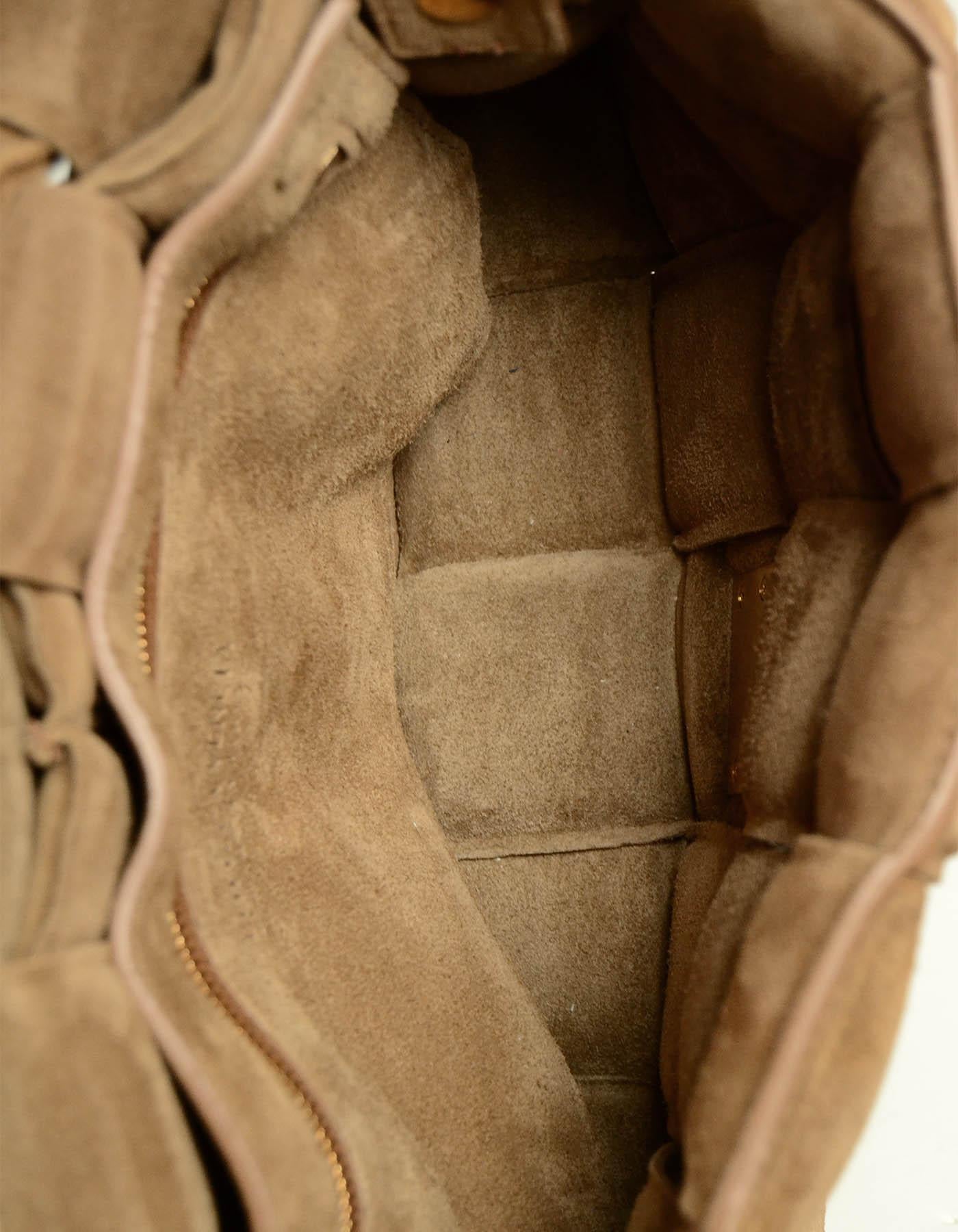 Women's Bottega Veneta Caramel Tan Maxi Intrecciato Suede Padded Cassette Bag