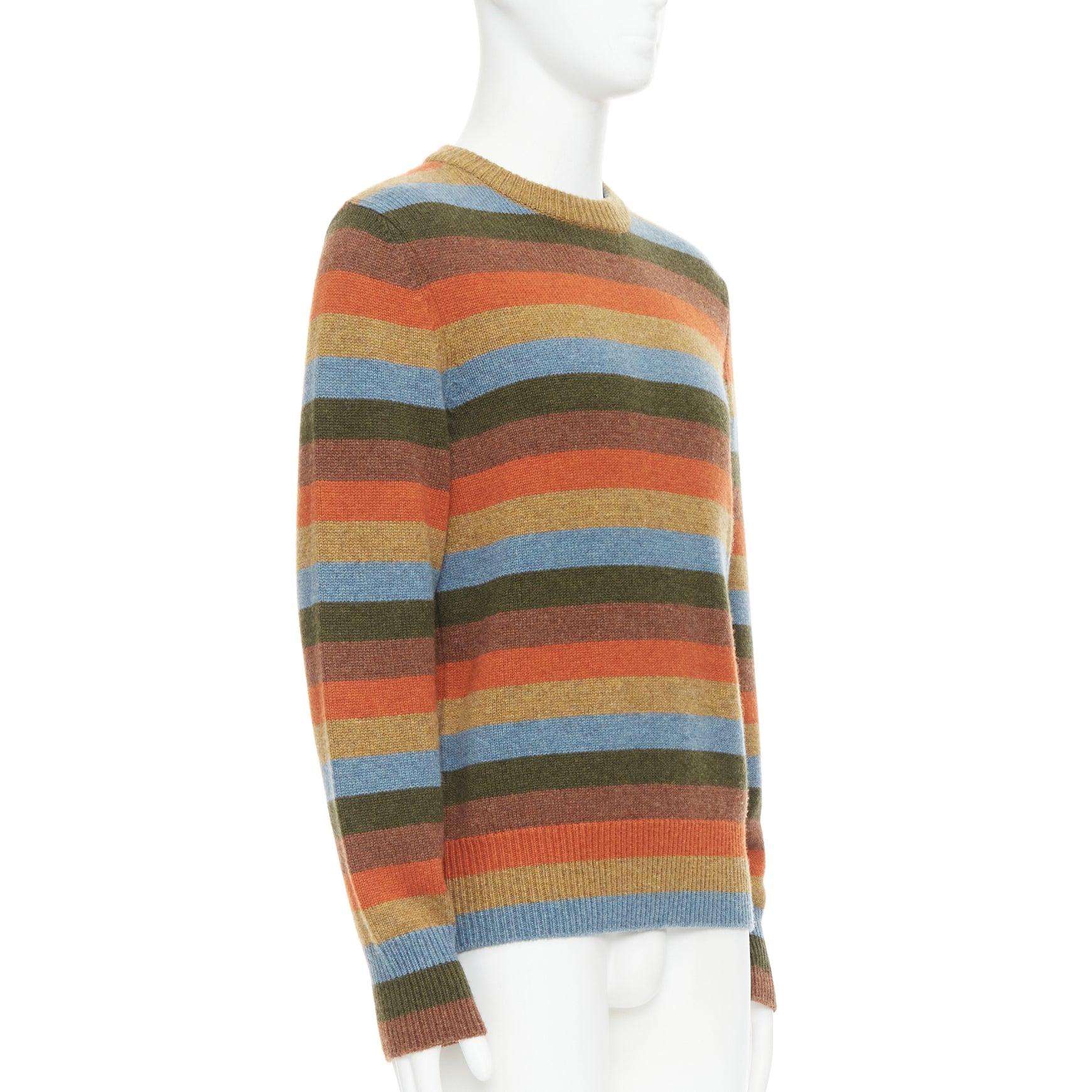 Brown BOTTEGA VENETA cashmere blend multicolor striped pullover sweater IT48 M For Sale