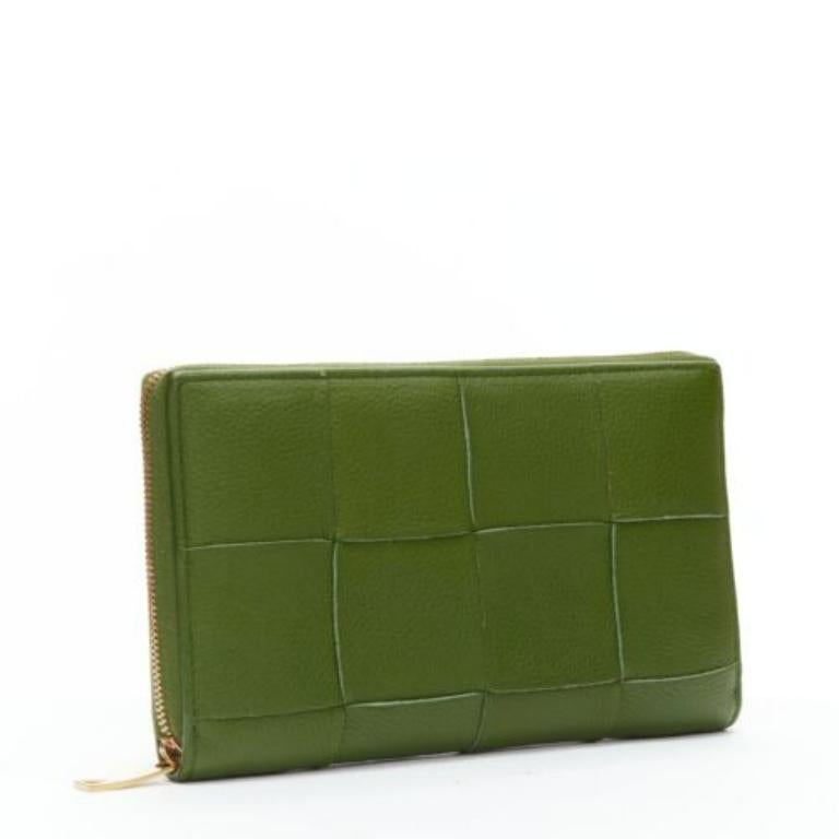 Brown BOTTEGA VENETA Cassette avocado green maxi Intrecciato zip around long wallet