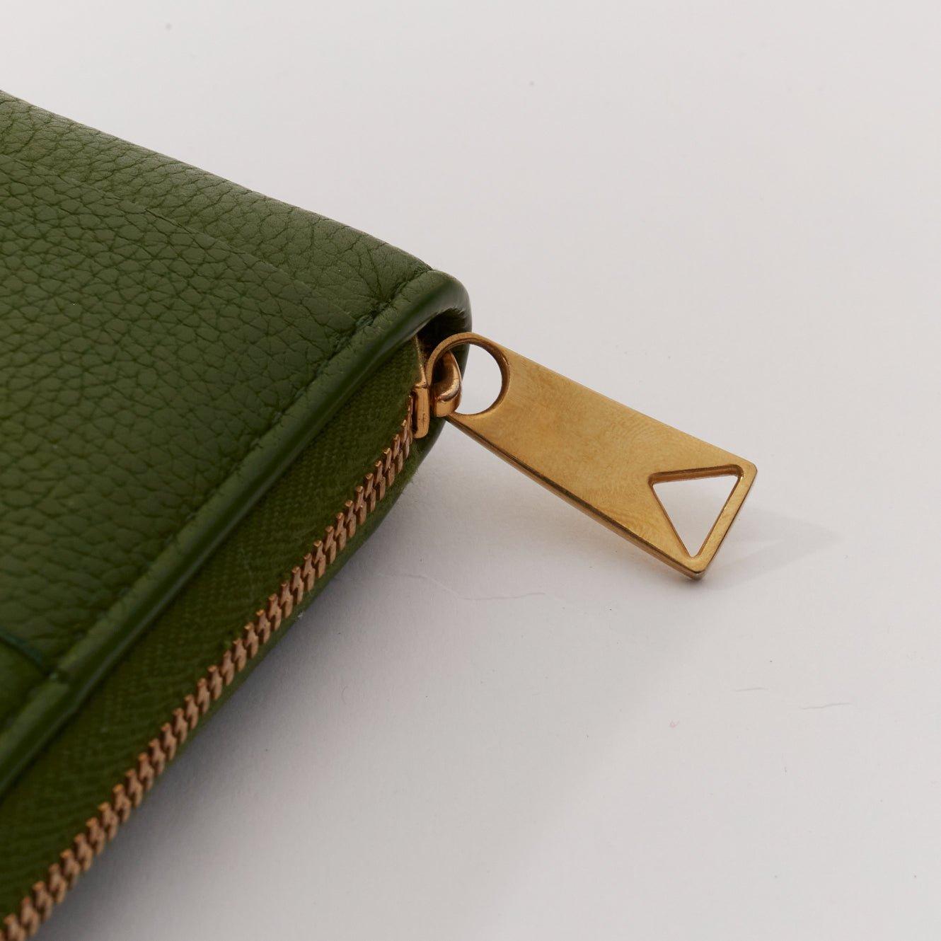 Women's BOTTEGA VENETA Cassette avocado green maxi Intrecciato zip around long wallet For Sale