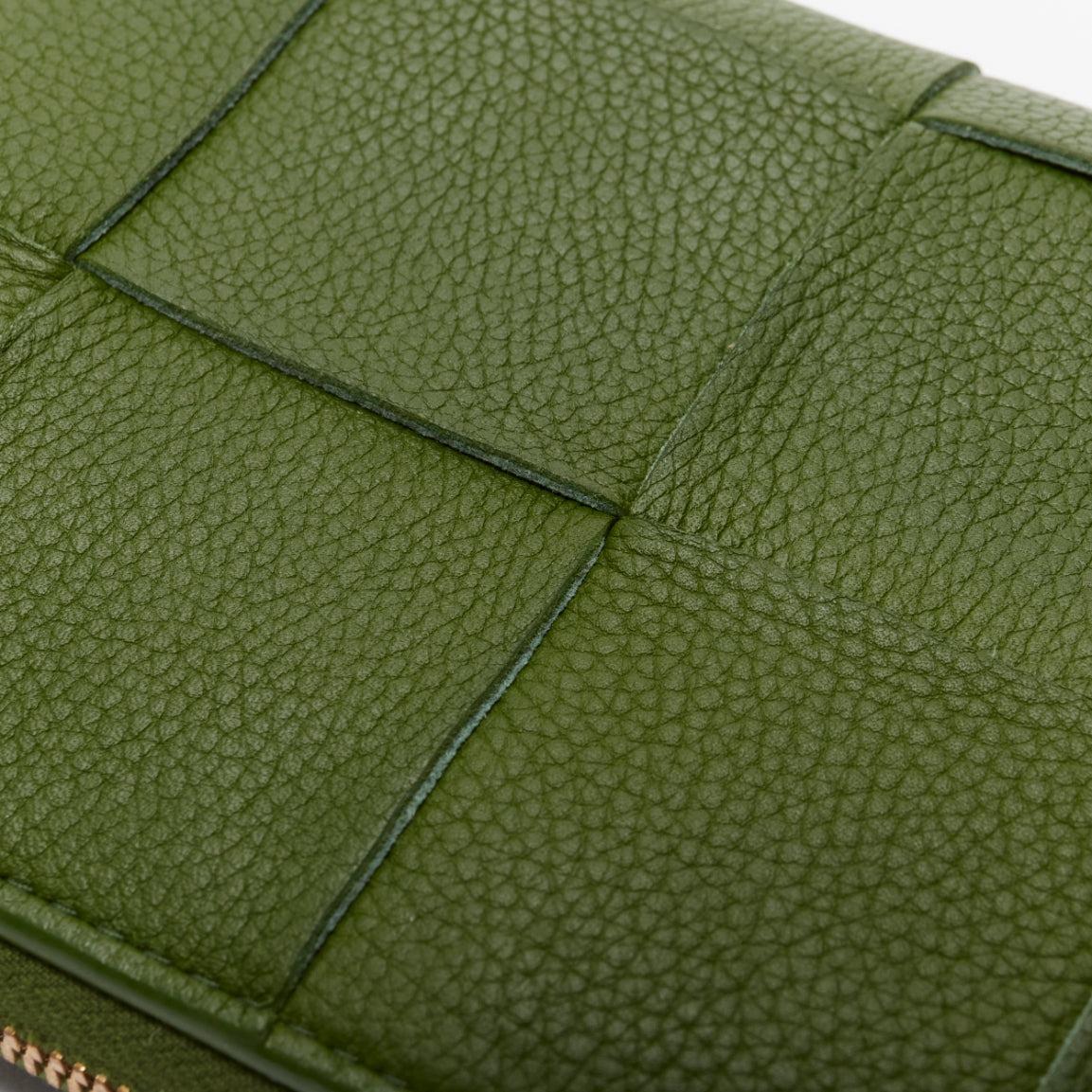 BOTTEGA VENETA Cassette avocado green maxi Intrecciato zip around long wallet For Sale 1