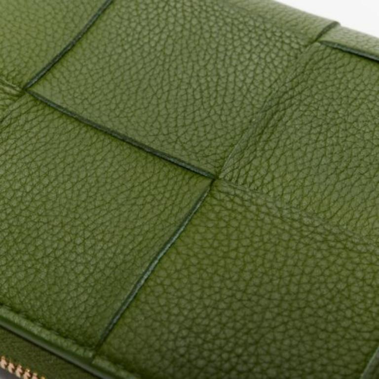BOTTEGA VENETA Cassette avocado green maxi Intrecciato zip around long wallet 1