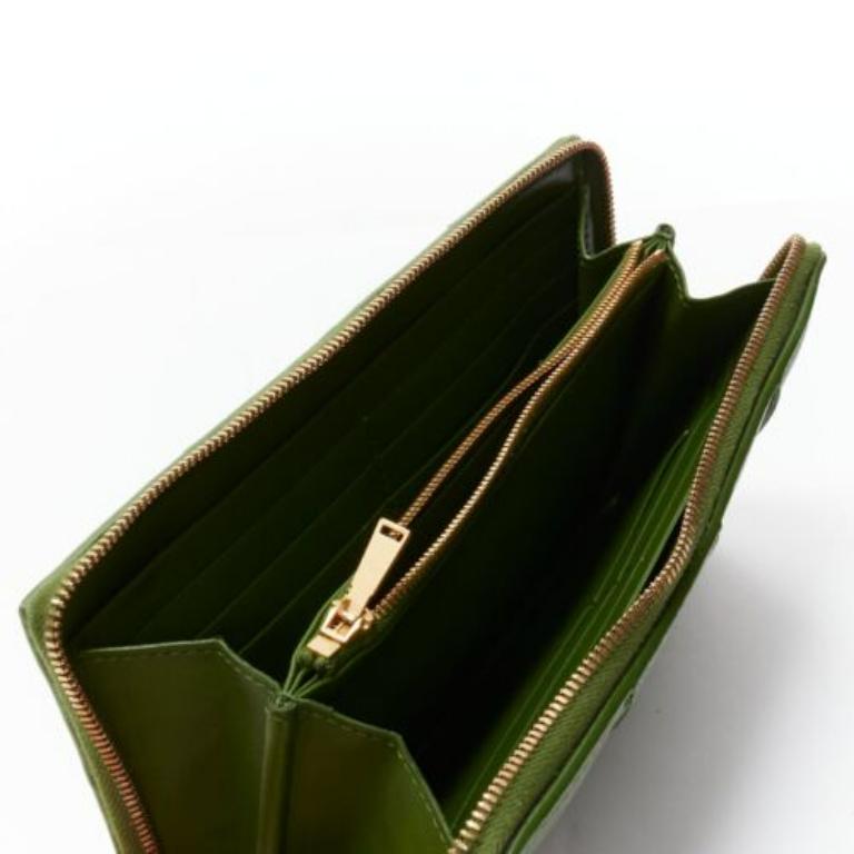 BOTTEGA VENETA Cassette avocado green maxi Intrecciato zip around long wallet 2