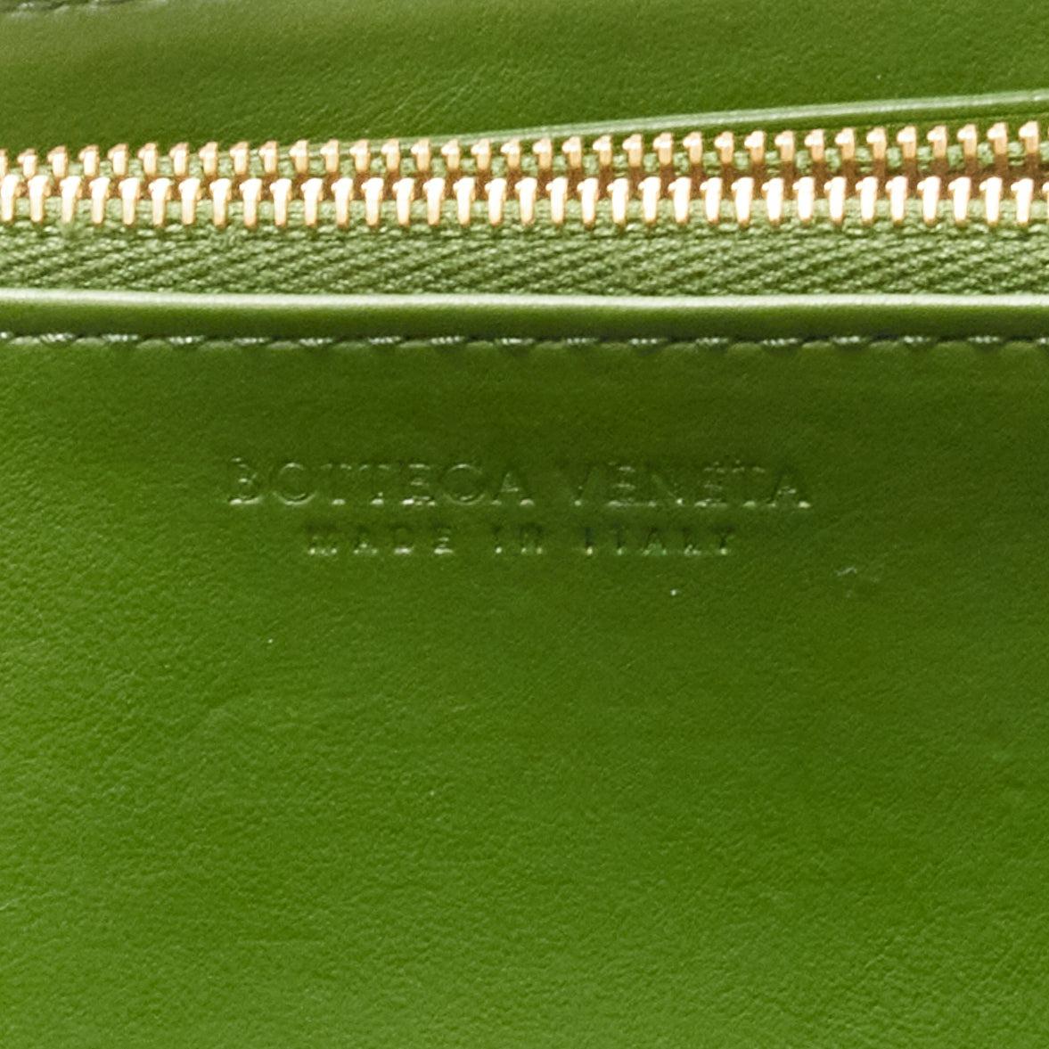 BOTTEGA VENETA Cassette avocado green maxi Intrecciato zip around long wallet For Sale 3