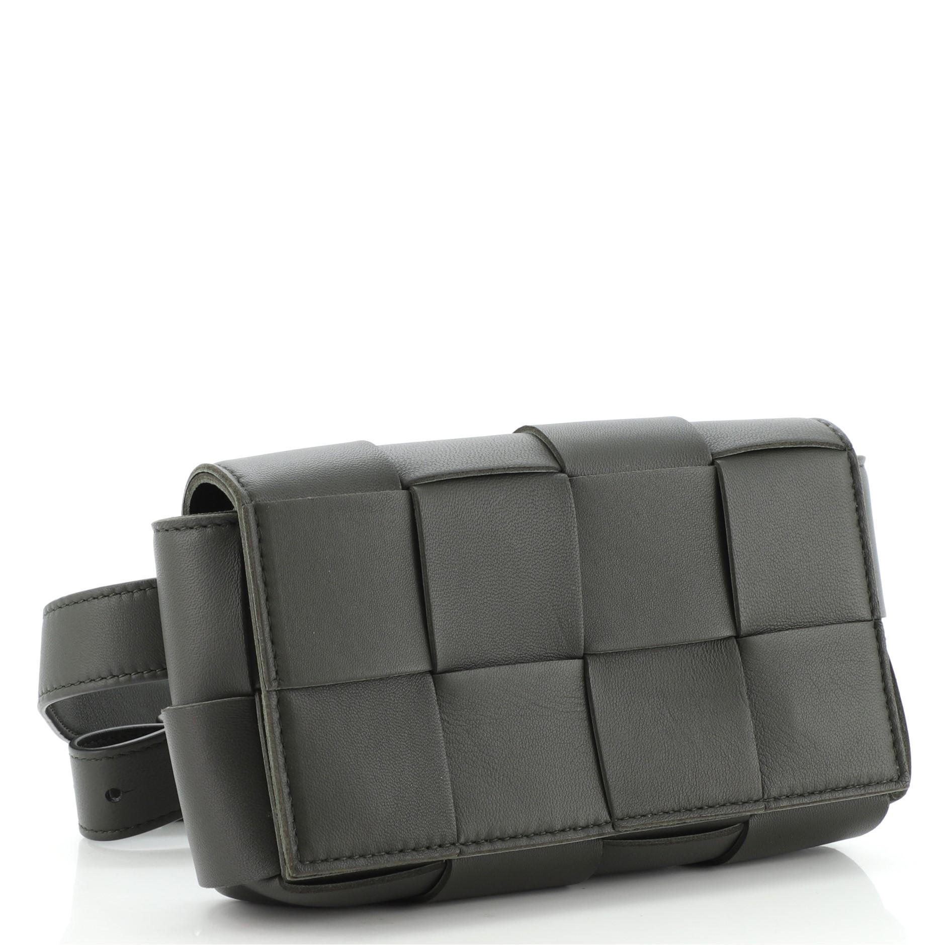 Black Bottega Veneta Cassette Belt Bag Maxi Intrecciato Leather