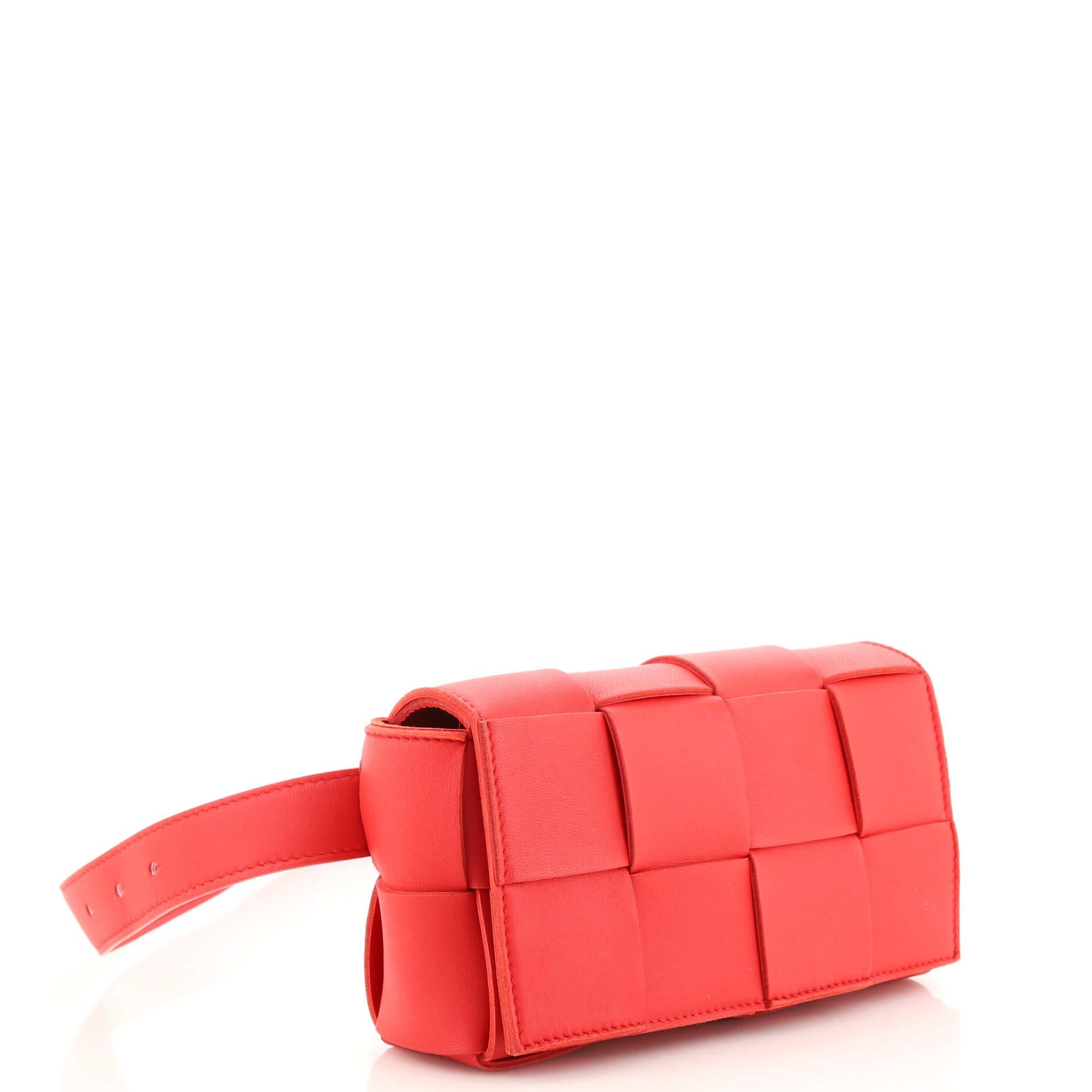 Red Bottega Veneta Cassette Belt Bag Maxi Intrecciato Leather