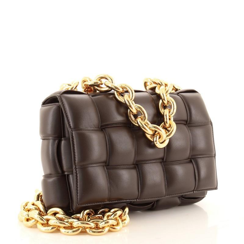 Black Bottega Veneta Cassette Chain Crossbody Bag Padded Maxi Intrecciato Leath