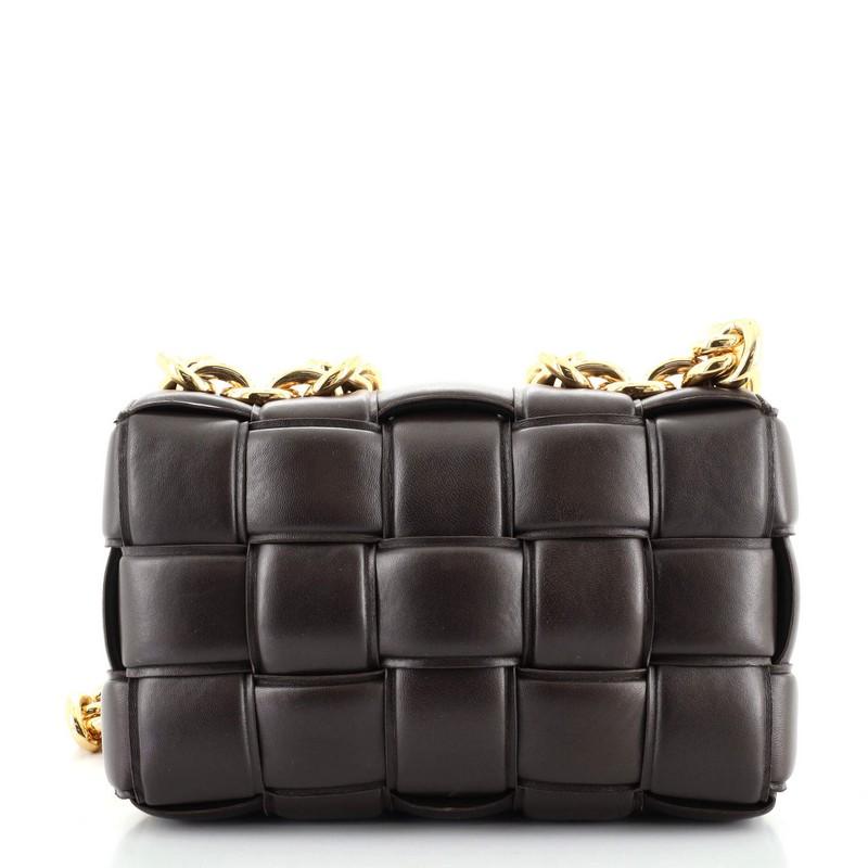 Black Bottega Veneta Cassette Chain Crossbody Bag Padded Maxi Intrecciato Leath