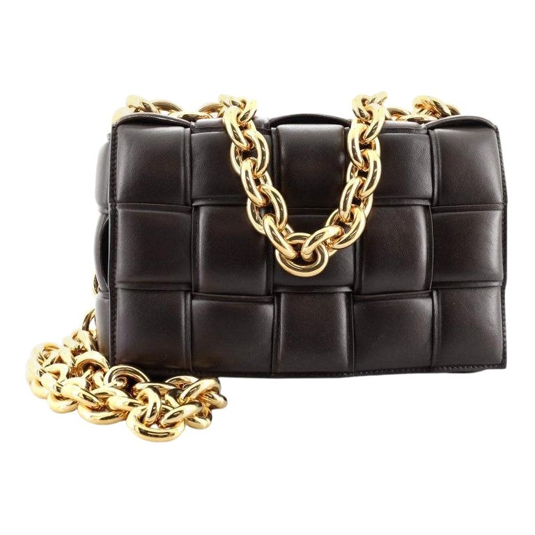 Bottega Veneta Cassette Chain Crossbody Bag Padded Maxi Intrecciato Leath