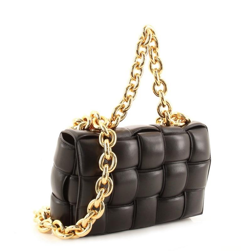 Black Bottega Veneta Cassette Chain Crossbody Bag Padded Maxi Intrecciato Leather
