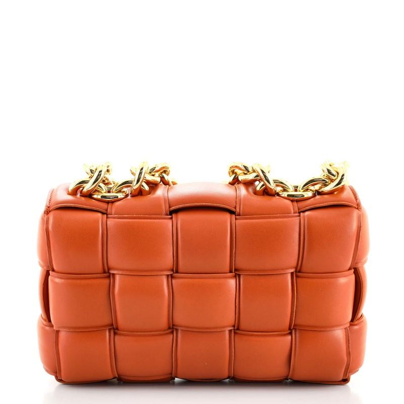 Orange Bottega Veneta Cassette Chain Crossbody Bag Padded Maxi Intrecciato Leather