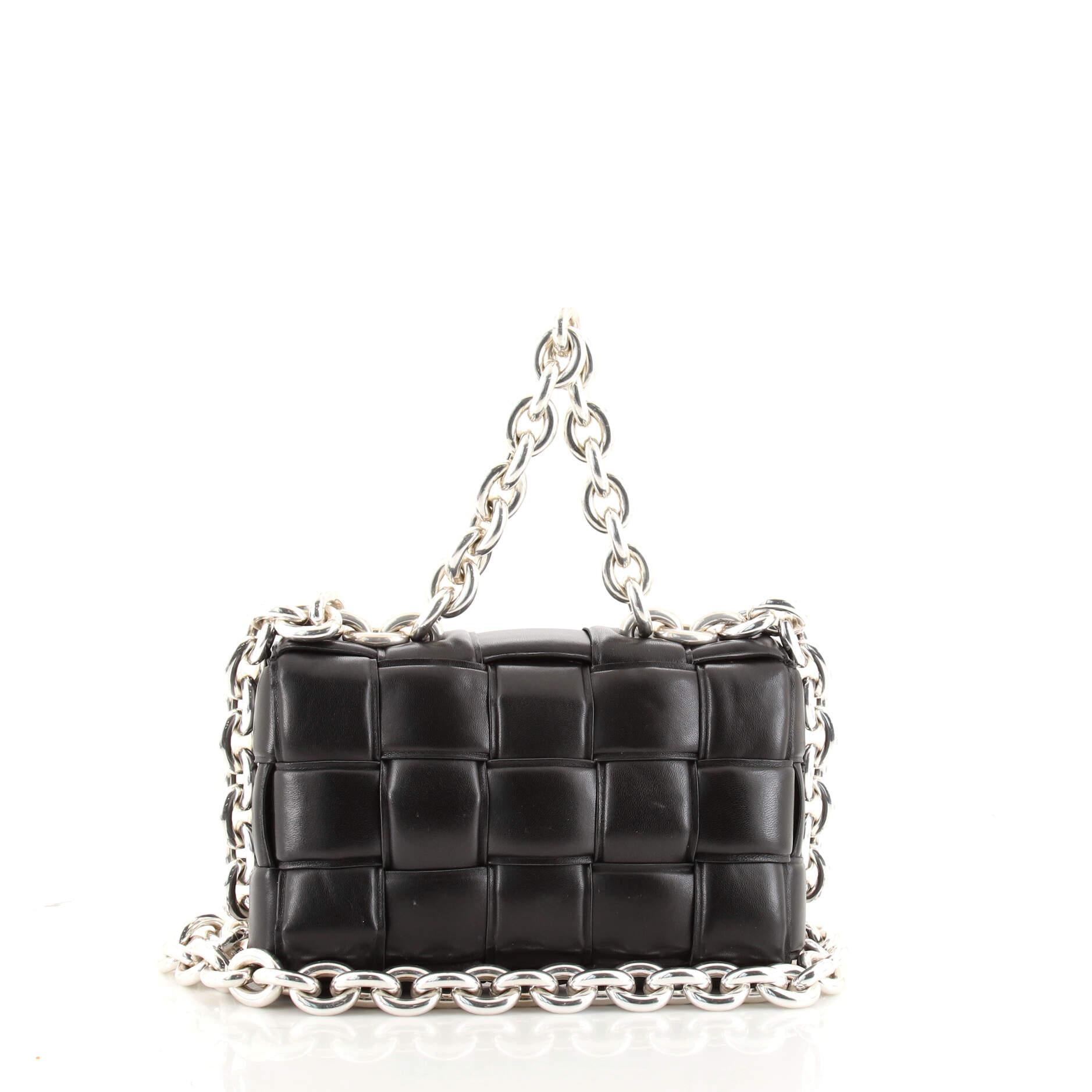 Bottega Veneta Cassette Chain Crossbody Bag Padded Maxi Intrecciato Leather In Good Condition In NY, NY