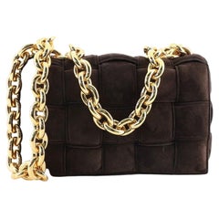 Bottega Veneta Cassette Chain Crossbody Bag Padded Maxi Intrecciato Suede