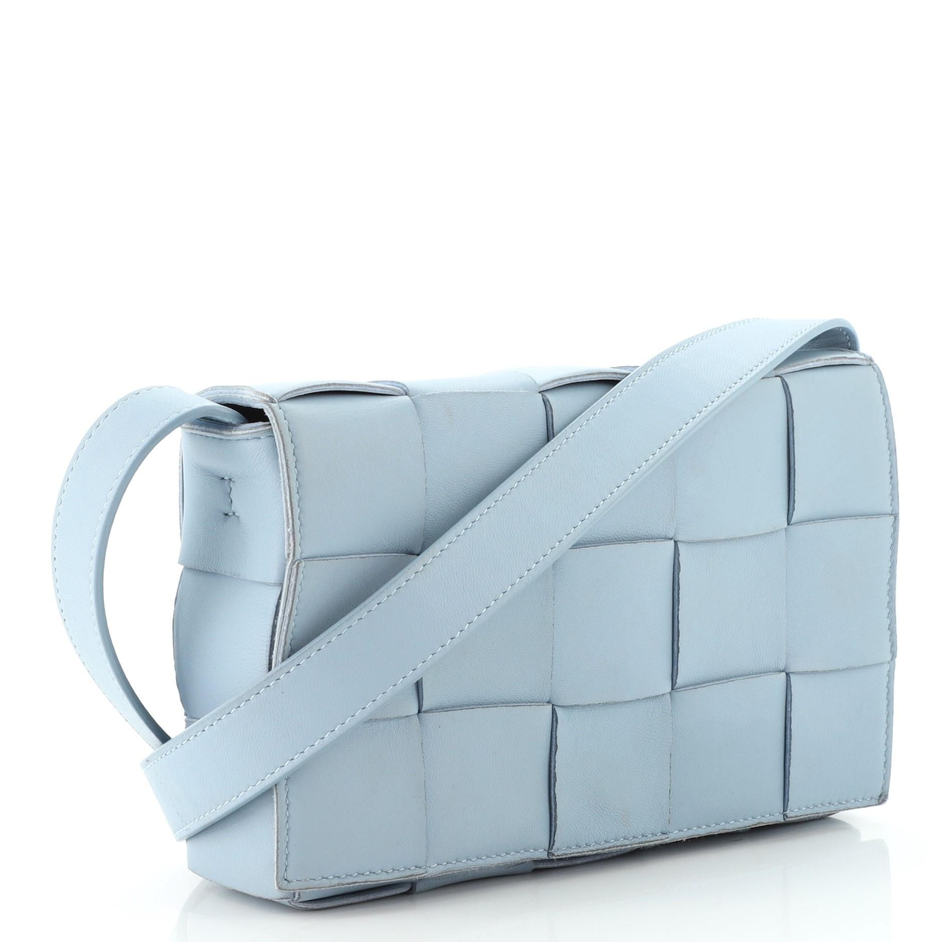 Blue Bottega Veneta Cassette Crossbody Bag Maxi Intrecciato Leather