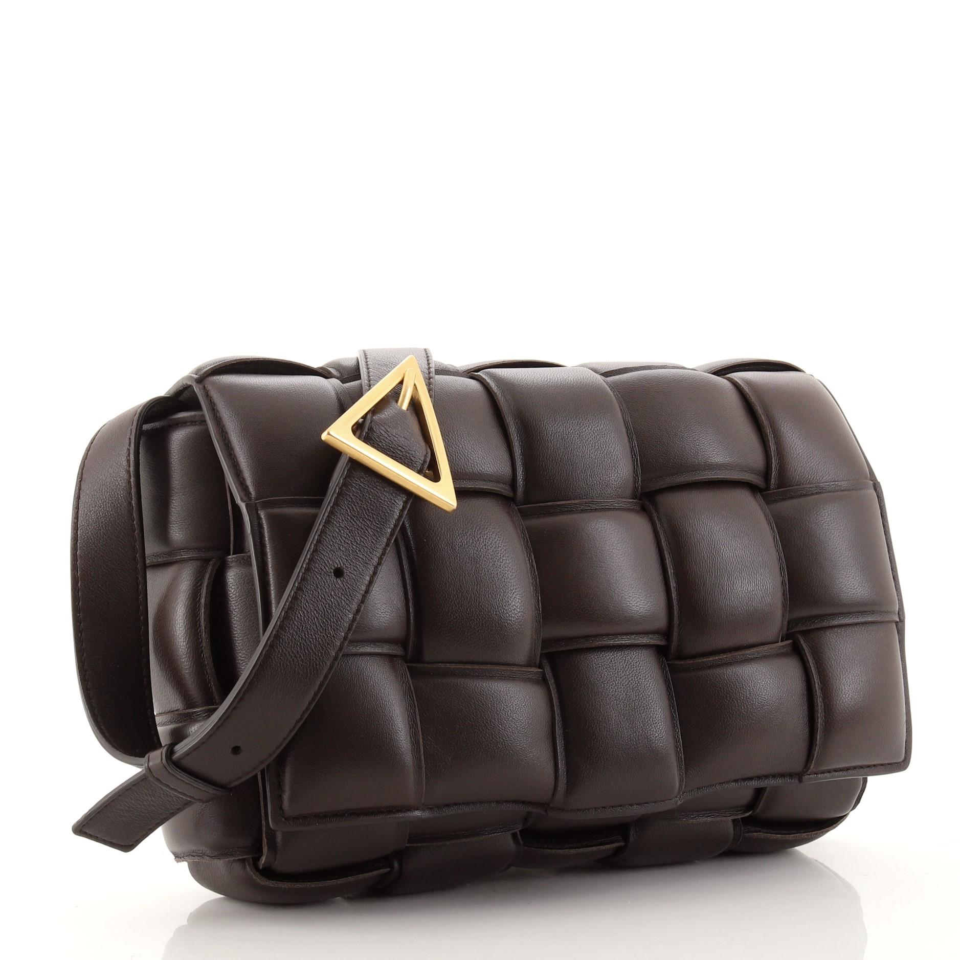 Black Bottega Veneta Cassette Crossbody Bag Padded Maxi Intrecciato Leather