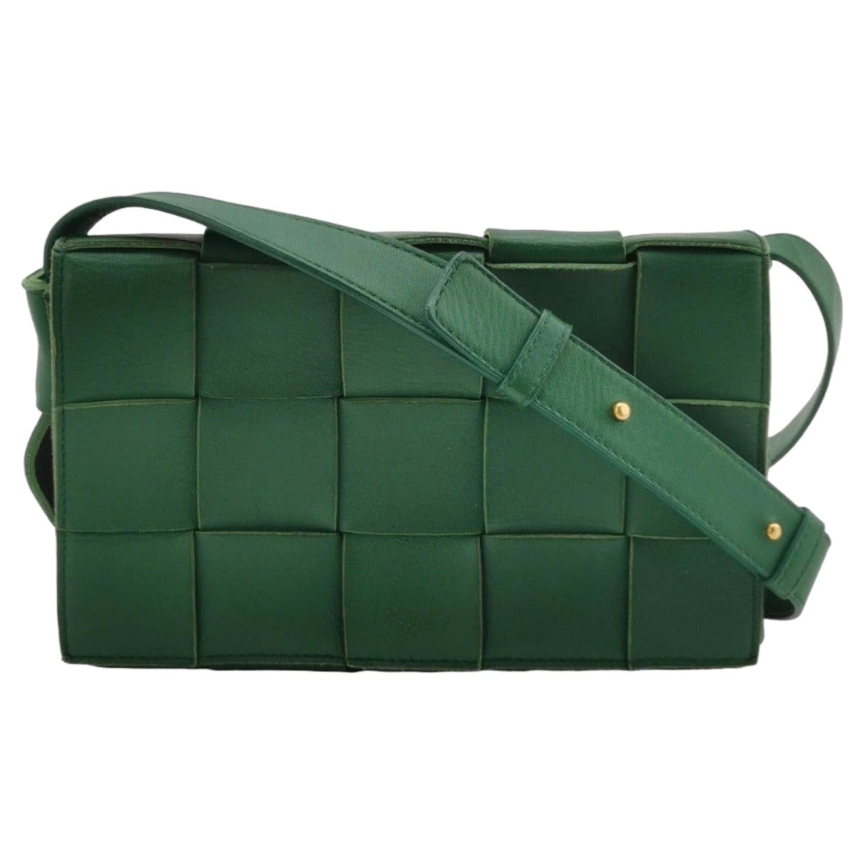 Bottega Veneta Cassette Green Leather Crossbody Bag