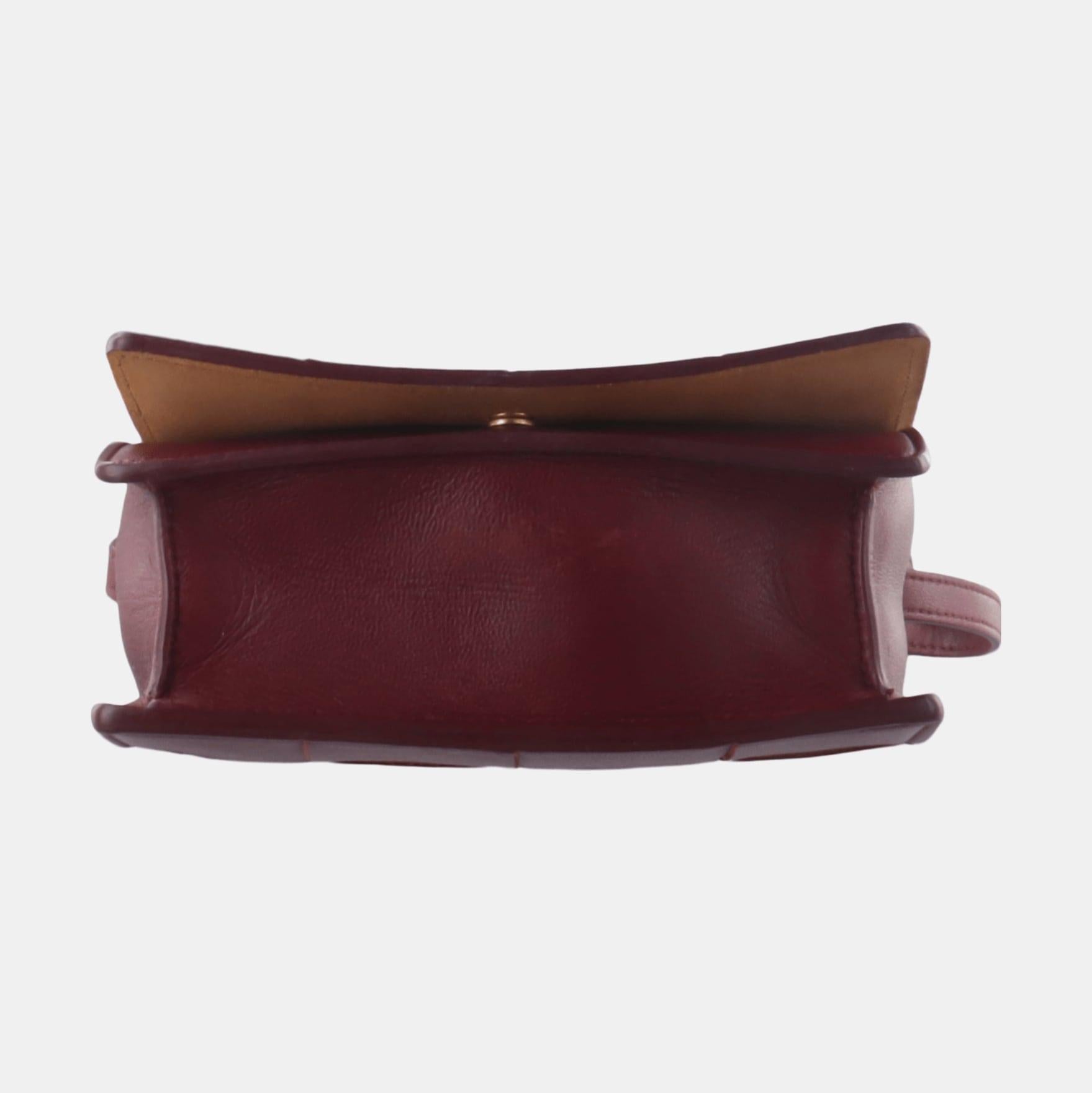 Women's Bottega Veneta Cassette Mini Burgundy Leather Crossbody Bag