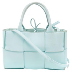Bottega Veneta Celeste Blue Intrecciato Leather Arco Tote