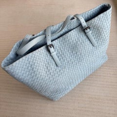 Bottega Veneta Cesta Shopper Tote Intrecciato Blue Leather Medium 40cm