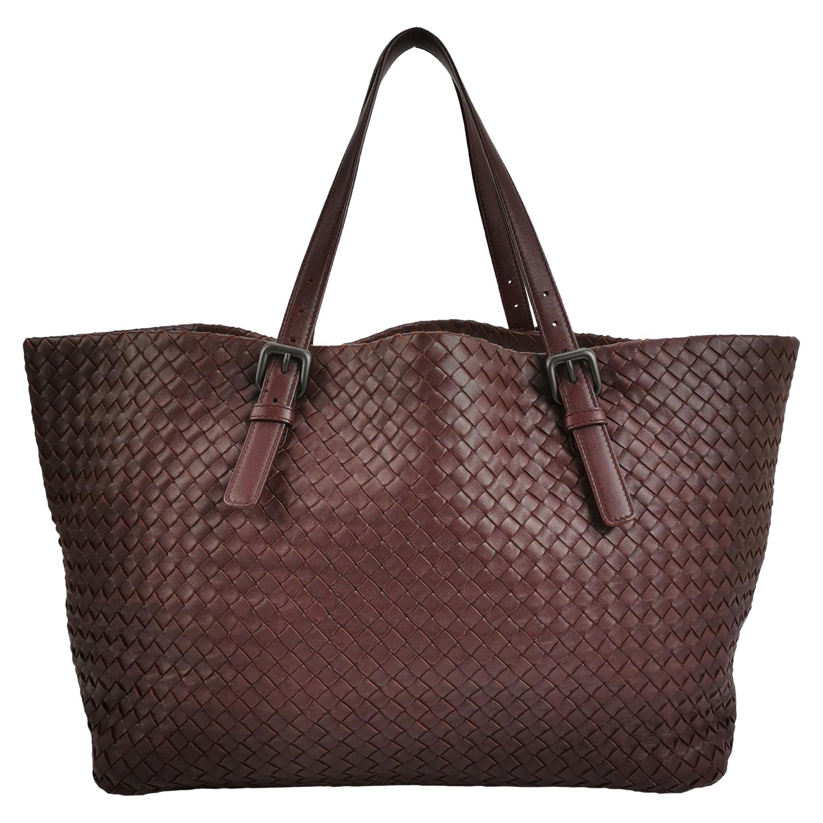 Bottega Veneta Cesta Shopper Tote Intrecciato Burgundy Leather Medium 40cm
