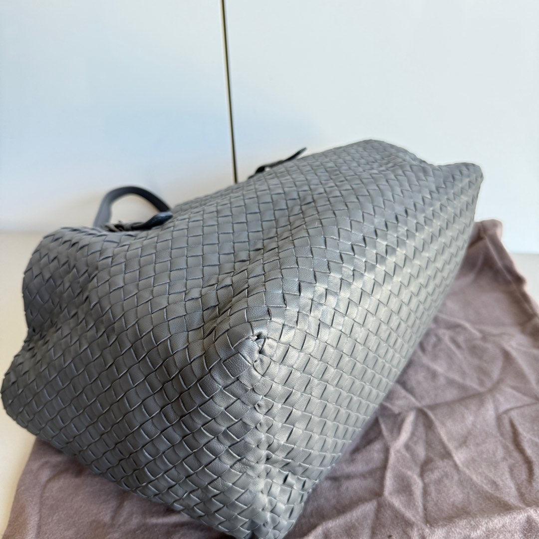 Bottega Veneta Cesta Shopper Tote Nappa Intrecciato Leather Grey Small 5