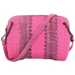 Bottega Veneta Chain Crossbody Bag Intrecciato Nappa and Snakeskin Small
