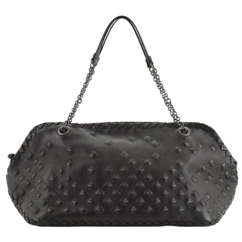 Bottega Veneta Chain Shoulder Bag Studded Leather with Intrecciato Detail