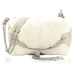 Bottega Veneta Chain Tassel Zip Shoulder Bag Fur and Suede Small