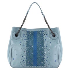 Bottega Veneta Chain Tote Leather With Embroidery And Intrecciato Detail Medium