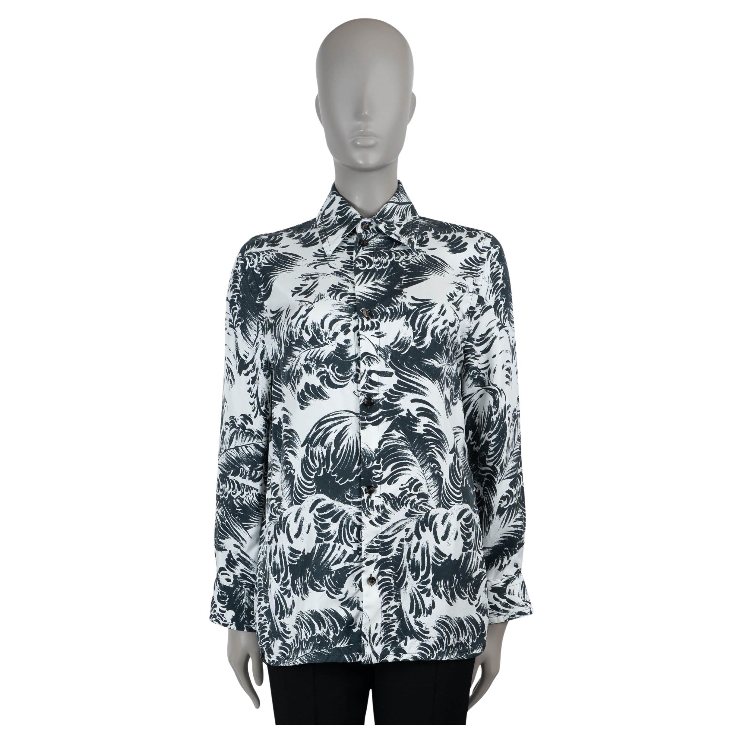 Bottega Veneta Camicia Button-Up stampata in seta gesso 2023 36 XXS