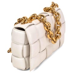BOTTEGA VENETA Chalk ivory leather CHAIN CASSETTE Shoulder Bag