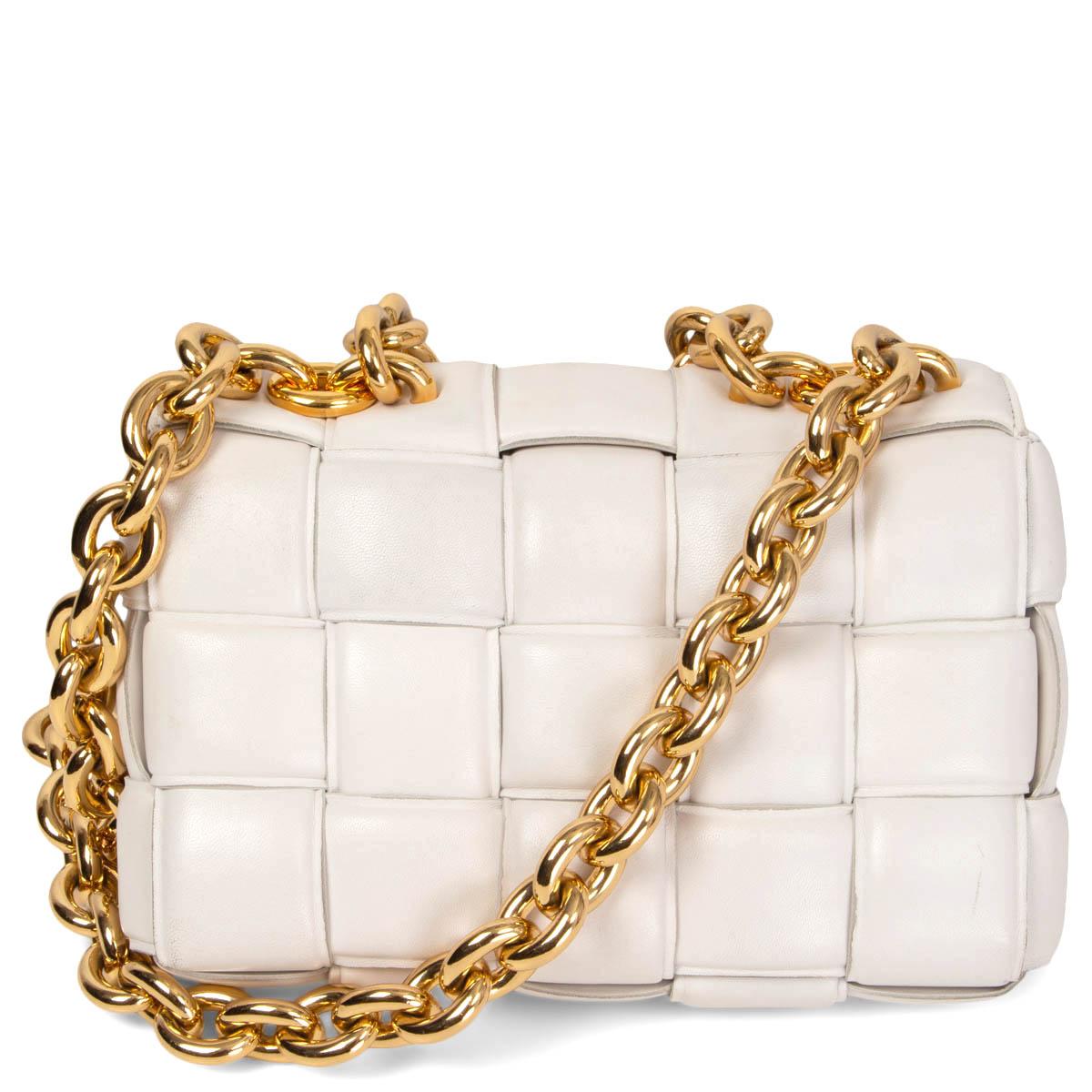 Beige BOTTEGA VENETA Chalk ivory leather CHAIN CASSETTE Shoulder Bag For Sale