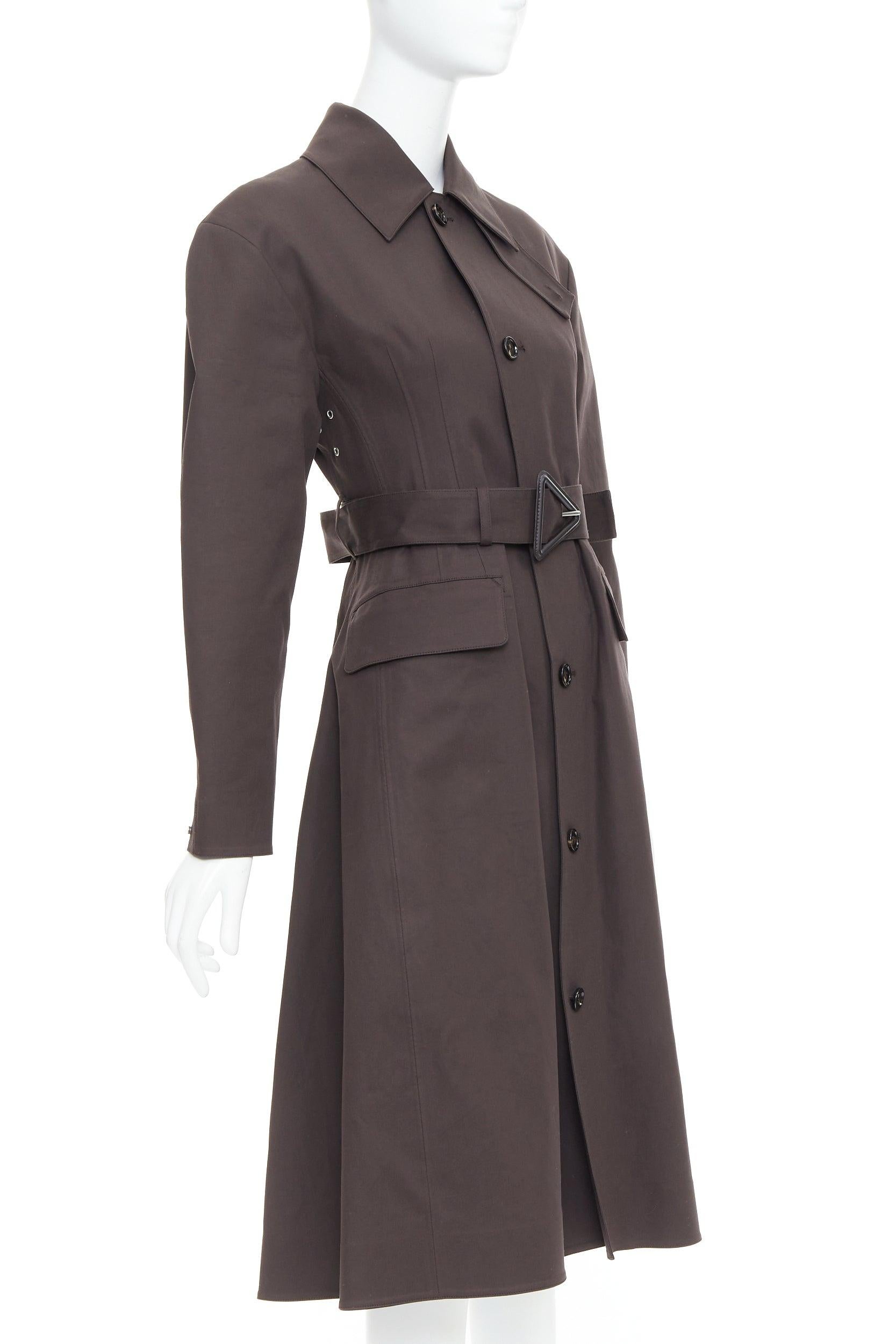BOTTEGA VENETA gabardina con cintura de corsé en mezcla de algodón recubierto de carbón IT36 XXS en Bueno estado para la venta en Hong Kong, NT