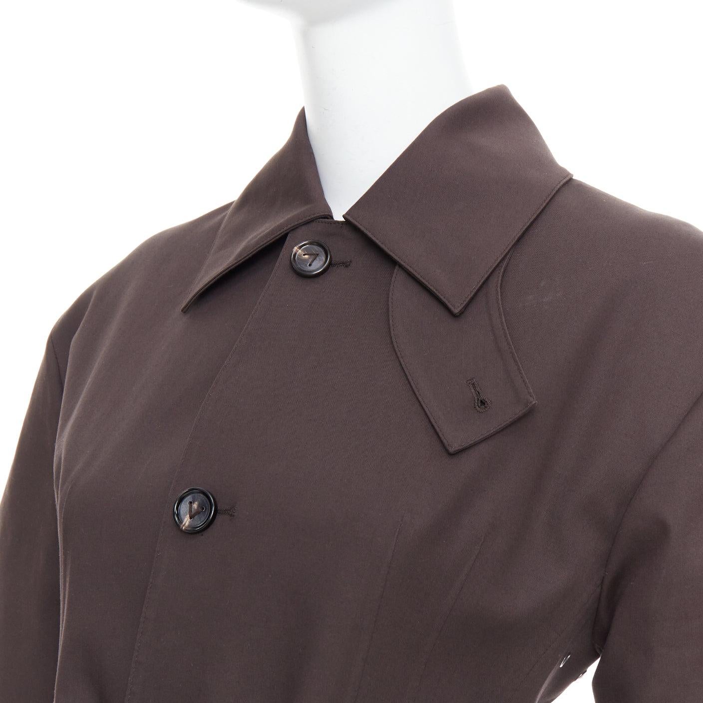 BOTTEGA VENETA gabardina con cintura de corsé en mezcla de algodón recubierto de carbón IT36 XXS en venta 3