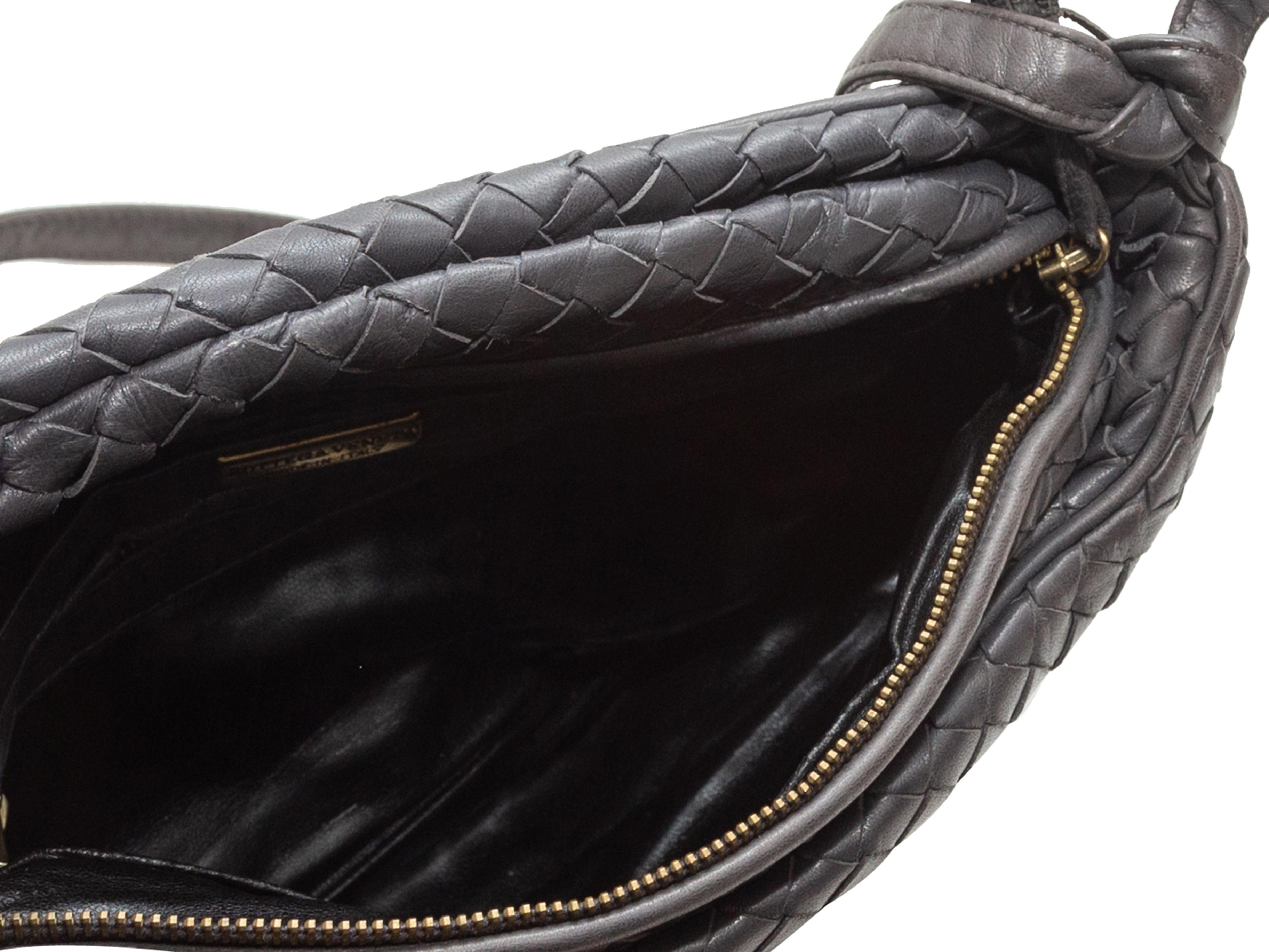 Black Bottega Veneta Charcoal Intrecciato Shoulder Bag