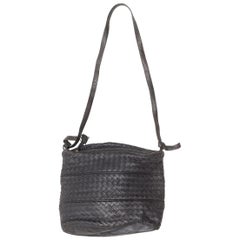 Bottega Veneta Charcoal Intrecciato Shoulder Bag