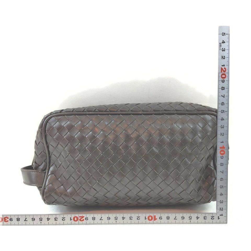 Bottega Veneta Charcoal Intrecciato Woven Leather Cosmetic Pouch Make Up Case 86 1