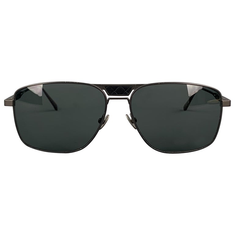BOTTEGA VENETA Charcoal Metal Intrecciato Panel Sunglasses For Sale at ...