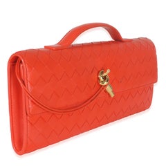 Bottega Veneta Cherry Tomato Nappa Intrecciato Long Andiamo Top Handle Clutch
