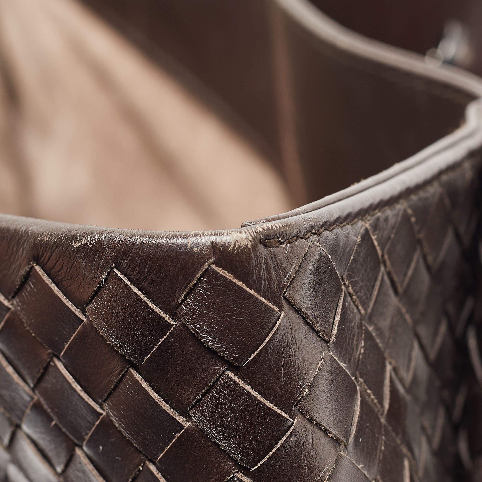 Bottega Veneta Choco Brown Intrecciato Leather Medium Roma Tote 13