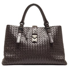 Bottega Veneta Choco Brown Intrecciato Leather Medium Roma Tote