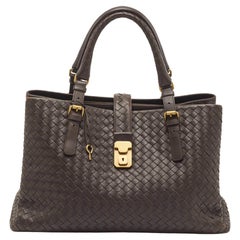 Bottega Veneta Choco Intrecciato Leather Large Roma Tote